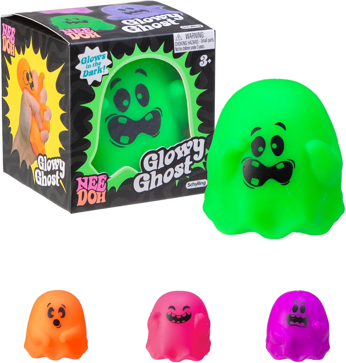 NeeDoh Groovy Ghost - Halloween Glow-in-The-Dark Squeeze Toy