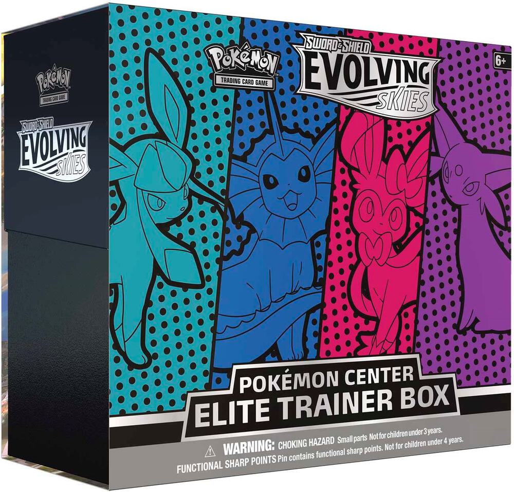 Evolving Skies Pokemon Center Elite Trainer Box [Glaceon/Vaporeon/Sylveon/Espeon] (Exclusive) — Trading Cards