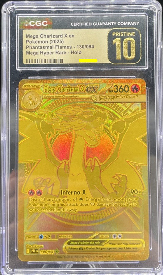 MEGA CHARIZARD X EX - 130/094 PHANTASMAL FLAMES HYPER RARE CGC 10 PRISTINE