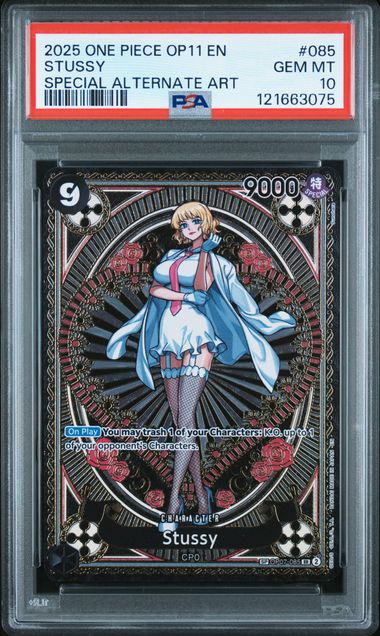 2025 One Piece OP11 JPN Special Alternate Art #085 Stussy PSA 10