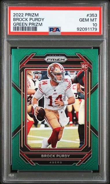 2022 Panini Prizm Brock Purdy Green Prizm Rookie #353 PSA 10