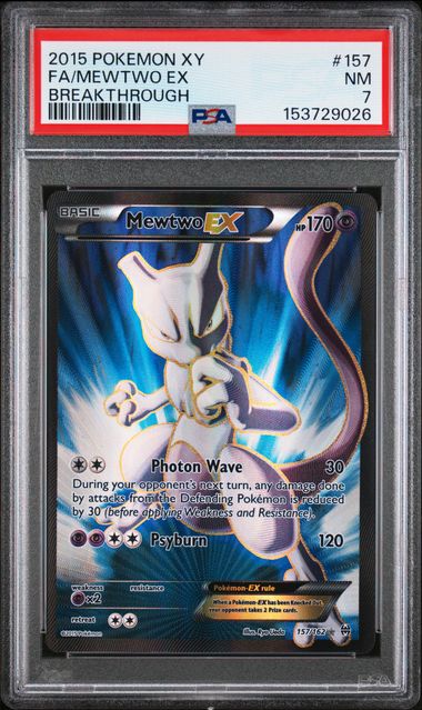 2015 Pokemon XY Breakthrough #157 FA Mewtwo Ex PSA 7
