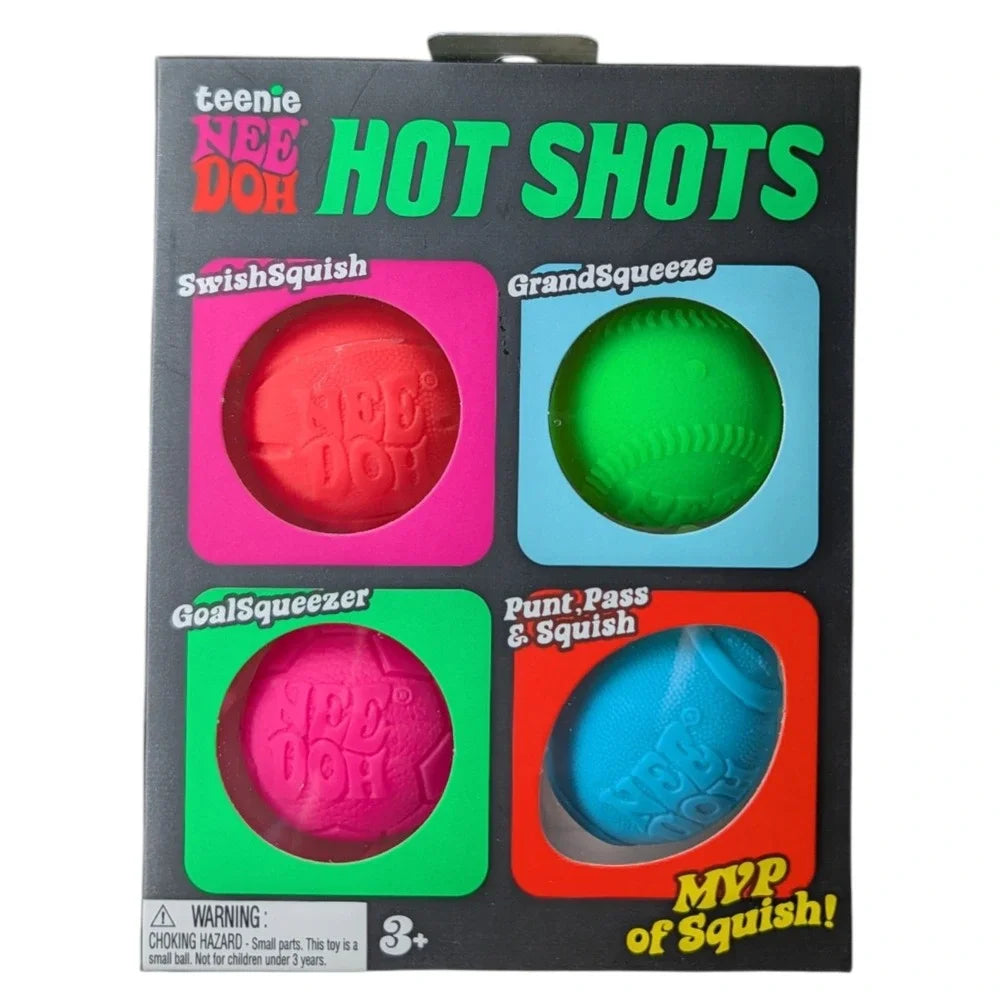 NeeDoh Teenie Hot Shots 4 Pack Sports Stress Balls