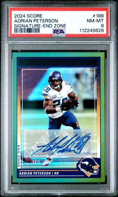 2024 Panini Score 188 Adrian Peterson Signature-End Zone /6 PSA 8