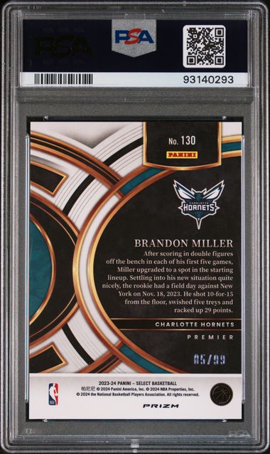 2023 PANINI SELECT #130 BRANDON MILLER BLUE FLASH PSA 10