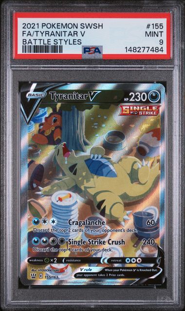 2021 Pokemon SWSH Battle Styles Tyranitar V Full Art #155/163 PSA 9