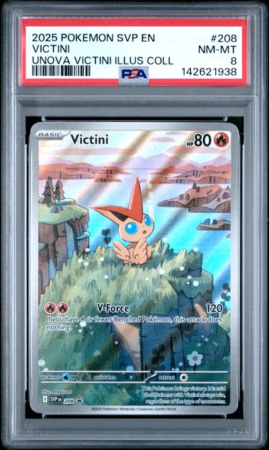 2025 POKEMON SVP EN-SV BLACK STAR PROMO #208 VICTINI UNOVA VICTINI ILLUS COLL PSA 8