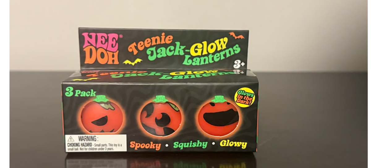 Needoh Teenie Jack-Glow Lanterns 3 Pack Halloween Glow in the Dark