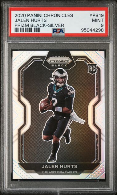 2020 PANINI CHRONICLES PRIZM BLACK #PB19 JALEN HURTS PRIZM BLACK-SILVER PSA 9 — Sports Trading Cards