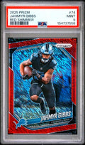 2025 PANINI PRIZM #74 JAHMYR GIBBS RED SHIMMER /49 PSA 9