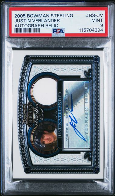 2005 BOWMAN STERLING #BS-JV JUSTIN VERLANDER AUTOGRAPH RELIC PSA 9