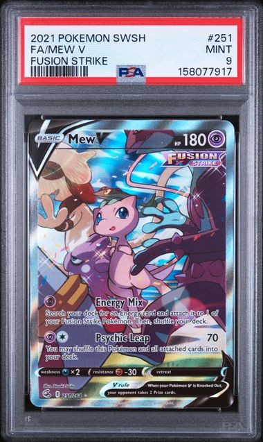 2021 Pokemon Sword & Shield Fusion Strike Full Art Mew V #251 PSA 9 MINT