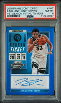 2018 PANINI CONTENDERS OPTIC VETERAN SEASON TICKET AUTOGRAPHS #KAT KARL-ANTHONY TOWNS VET.SEASON TKT.AUTO.-BLUE PSA 8 — Sport