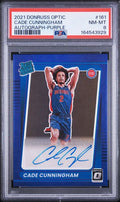 2021 PANINI DONRUSS OPTIC #161 CADE CUNNINGHAM AUTOGRAPH-PURPLE PSA 8