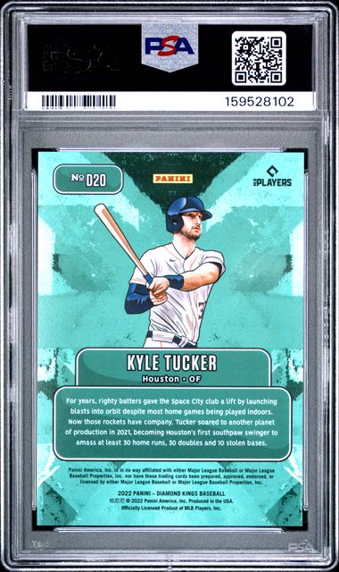 2022 PANINI DIAMOND KINGS DOWNTOWN #D20 KYLE TUCKER DOWNTOWN PSA 9