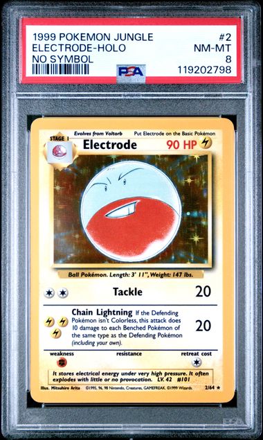 1999 Pokemon Jungle Holo No Symbol Error Electrode #2 PSA 8