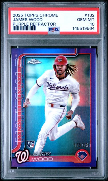2025 Topps Chrome James Wood Purple Refractor /250 #132 PSA 10