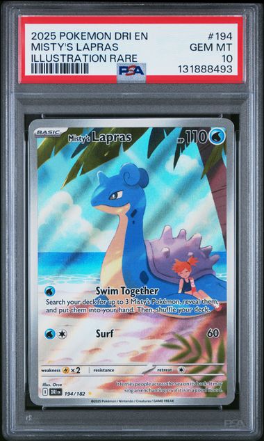 2025 POKEMON DRI EN-DESTINED RIVALS #194 MISTY'S LAPRAS ILLUSTRATION RARE PSA 10