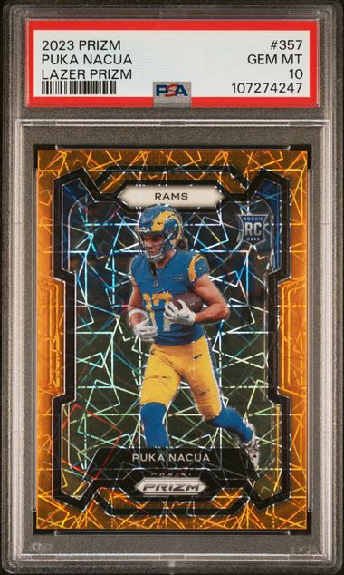 2023 Panini Prizm - Rookies Puka Nacua #357 Lazer Prizm (RC) PSA 10