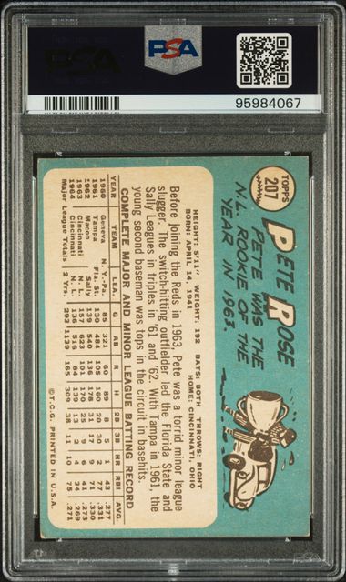 1965 Topps Pete Rose #207 Reds PSA 2