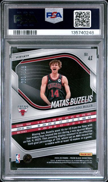 2024 PANINI PRIZM BLACK #41 MATAS BUZELIS BLUE PRIZM PSA 10