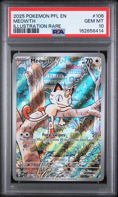 2025 POKEMON PFL EN-PHANTASMAL FLAMES #106 MEOWTH ILLUSTRATION RARE PSA 10