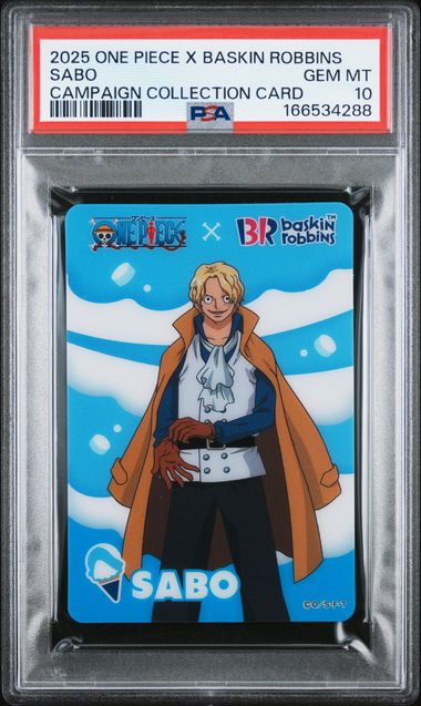2025 ONE PIECE X BASKIN ROBBINS ONE PIECE CAMPAIGN COLLECTION CARDS SABO PSA 10