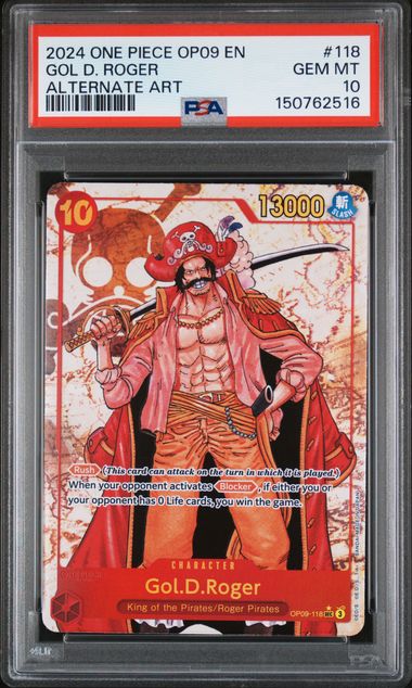 2024 One Piece Emperors In the New World Alternate Art Gol D. Roger #OP09-118 PSA 10