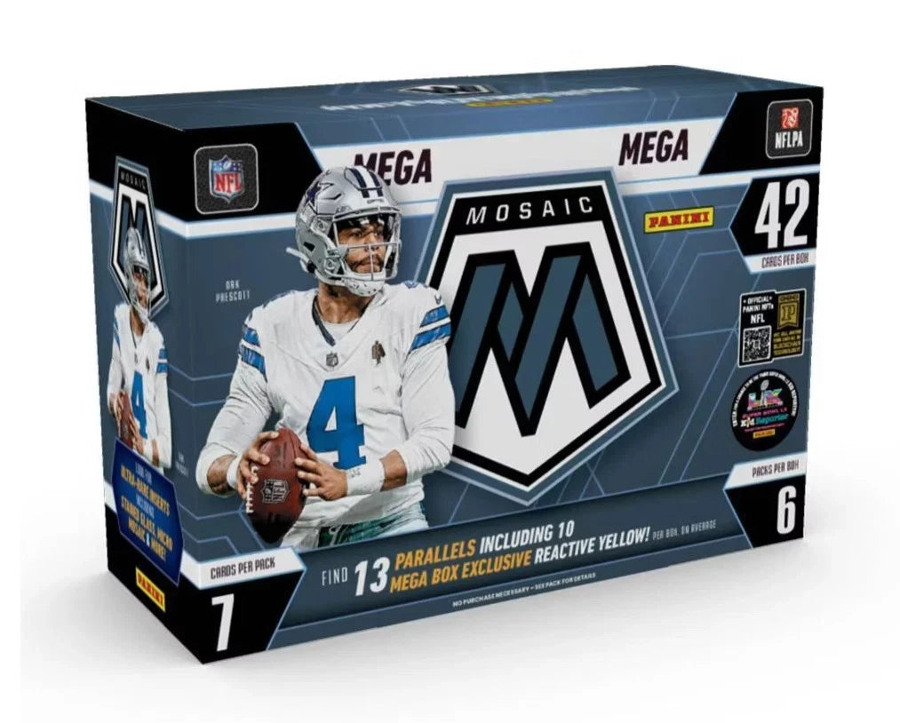 2025 Panini Mosaic Football NFL Trading Cards Mega Box — Sports Trading Cards