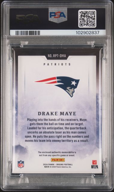 2024 Panini Origins Rookie Patches #Rptdma Drake Maye Red /99 PSA 7