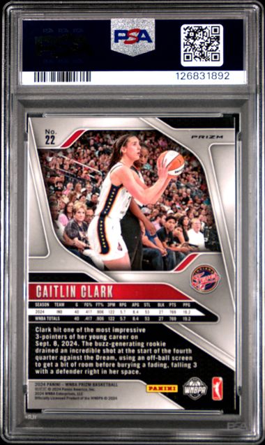 2024 Panini Prizm WNBA Orange Ice Caitlin Clark (RC) #22 PSA 9