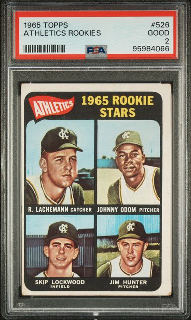 1965 Topps #526 Jim Hunter Rookie Card PSA 2