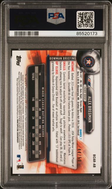2017 Bowman Chrome Alex Bregman Auto Refractor Gold /50 PSA 10