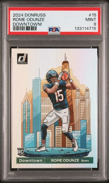 2024 Panini Donruss Downtown! Rome Odunze #15 PSA 9