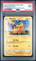 2020 POKEMON SWSH BLACK STAR PROMO #039 PIKACHU-HOLO '21 GENERAL MILLS 25TH AN. PSA 9