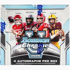 2025 Bowman University Chrome Football Hobby Jumbo Box — Sports Trading Cards