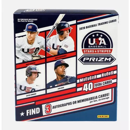 2026 Panini USA Stars & Stripes Baseball Trading Card Mega Box — Sports Trading Cards