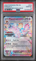 2025 POKEMON PRE EN-PRISMATIC EVOLUTIONS #034 ESPEON ex SURPRISE BOX EXCLUSIVE PSA 10