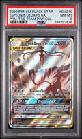 2020 POKEMON SM BLACK STAR PROMO #SM240 ESPEON & DEOXYS GX PRM-TAG TEAM PWR.CLL. PSA 8