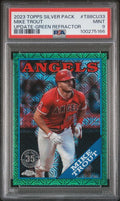 2023 TOPPS SILVER PACK 1988 CHROME PROMO #T88CU33 MIKE TROUT UPDATE-GREEN REFRACTOR PSA 9 — Sports Trading Cards
