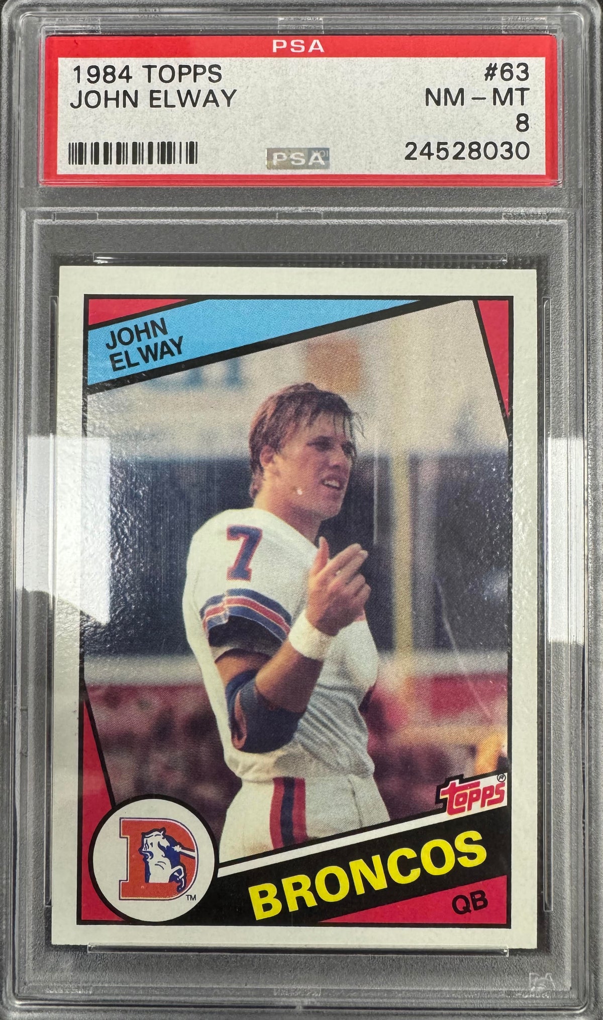 1984 Topps #63 John Elway Rookie RC PSA 8