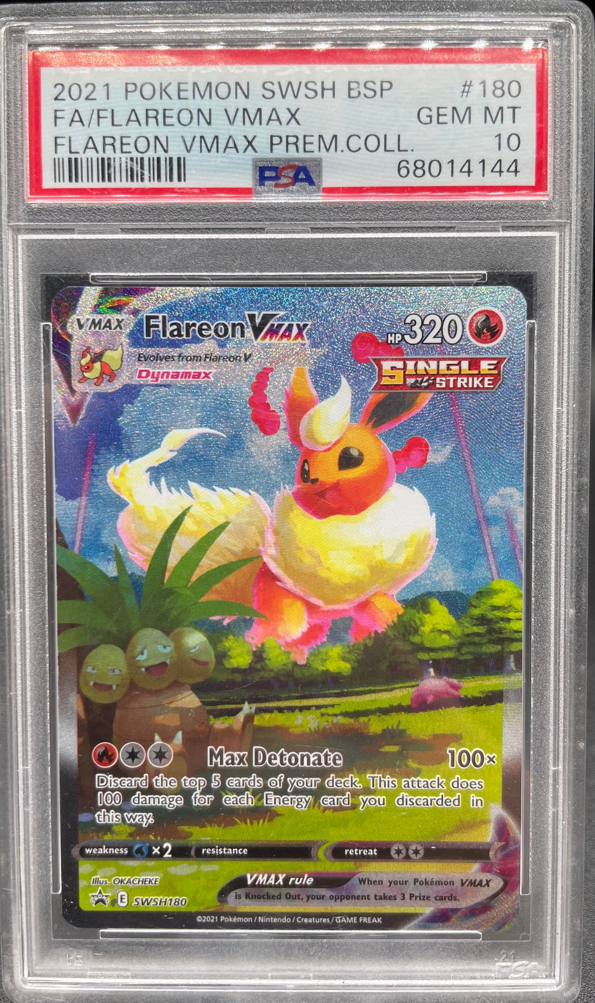 2021 Pokemon SWSH Black Star Promos Flareon VM 2021 #SWSH180 PSA 10