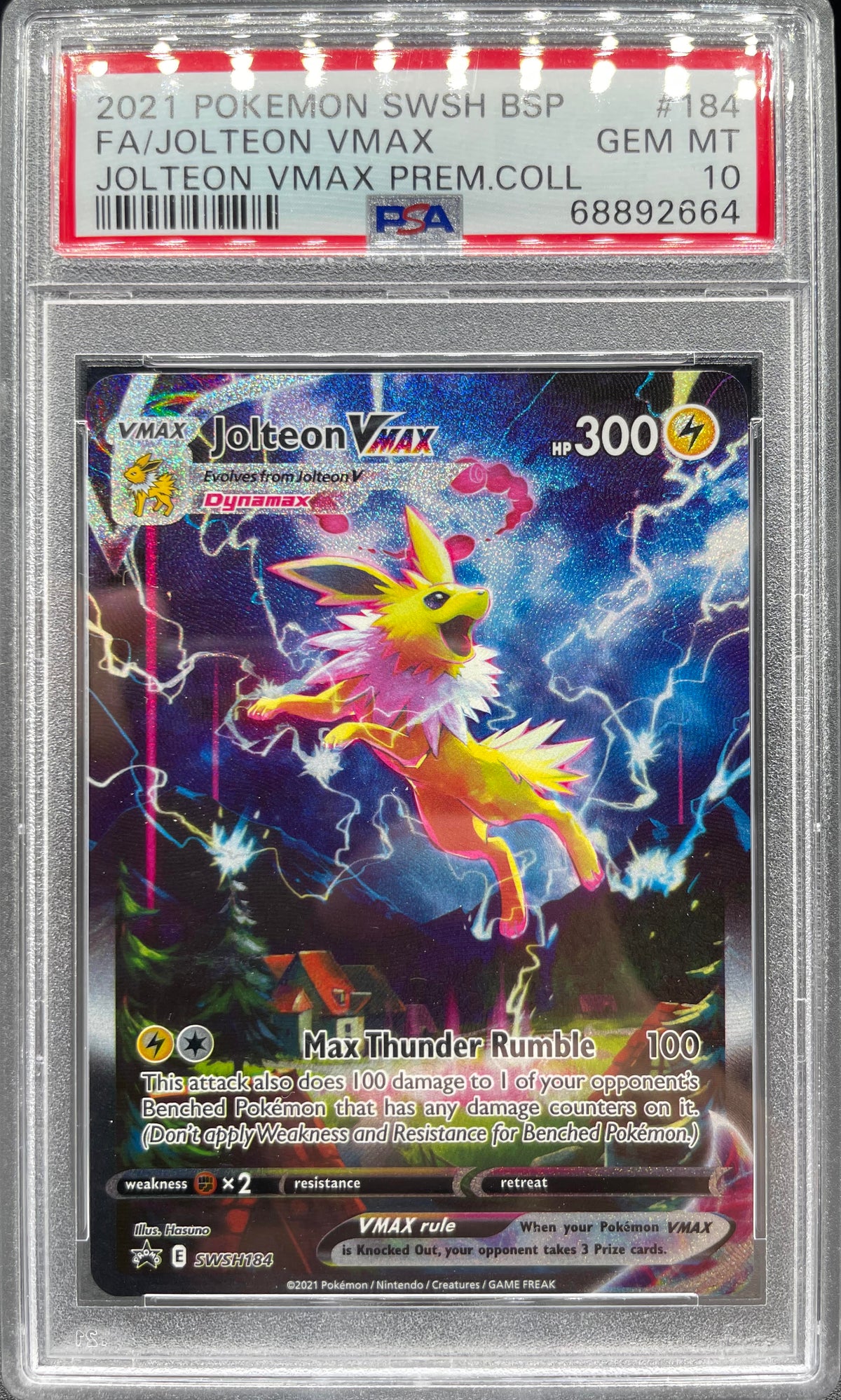 2021 Pokémon SWSH BSP Jolteon VMAX #184 FA Premium Collection PSA 10