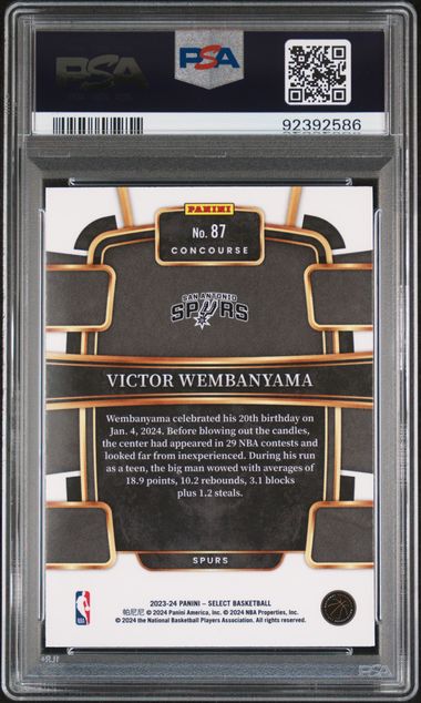 2023 PANINI SELECT #87 VICTOR WEMBANYAMA BLUE PSA 10