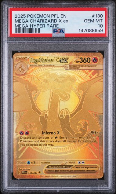 2025 Pokemon PFL En Mga Hyper Rare #130 Mega Charizard X Ex PSA 10