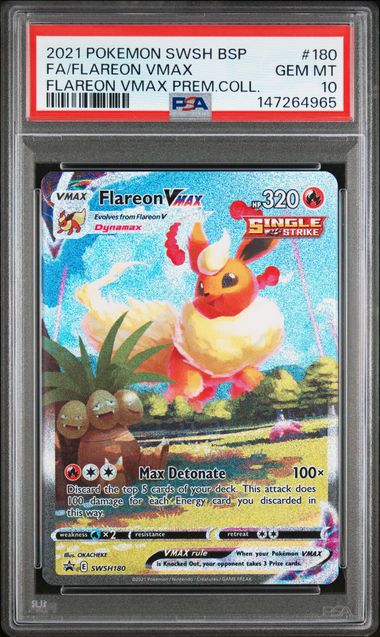2021 Pokemon Sword & Shield Promo Premium Collection Full Art Flareon VMAX #180 PSA 10