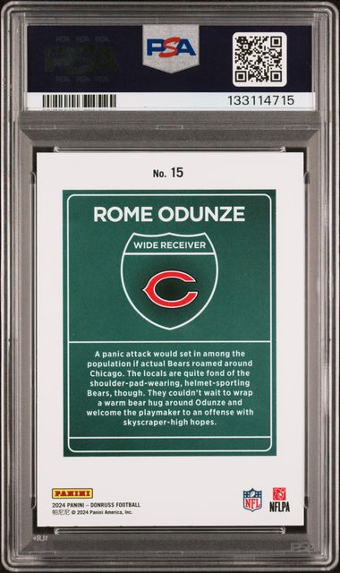 2024 Panini Donruss Downtown! Rome Odunze #15 PSA 9