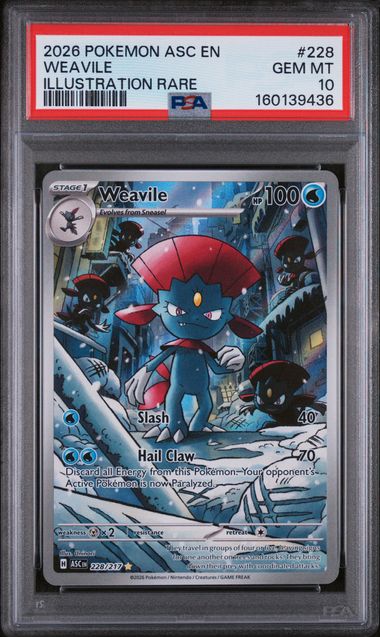 2026 POKEMON ASC EN-ASCENDED HEROES #228 WEAVILE ILLUSTRATION RARE PSA 10